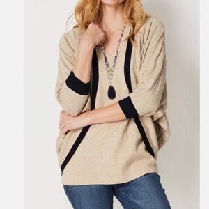 J. Jill Navy & Almond & Reversible Knit, OSFM
